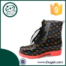 sapatos de plástico cowboy descolados polka dot china plataforma botas de plástico colorido B-817